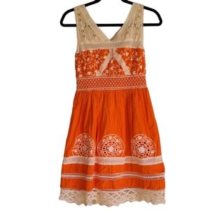 Anthropologie Moulinette Soeurs Orange and Cream Dress in Size 2P